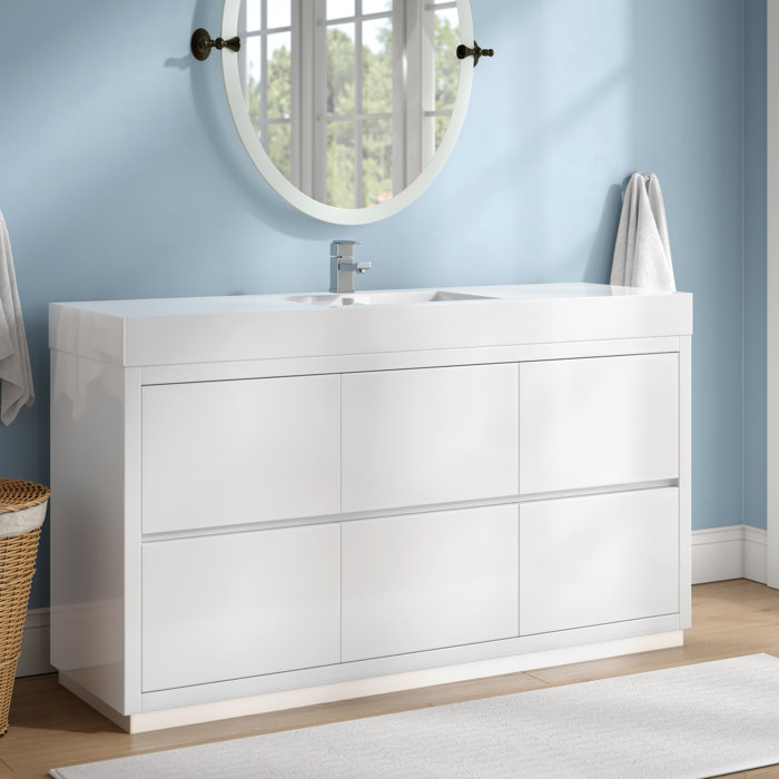 Ebern Designs Royka 59" W x 18.5" D x 35" H Single Bathroom Vanity Set